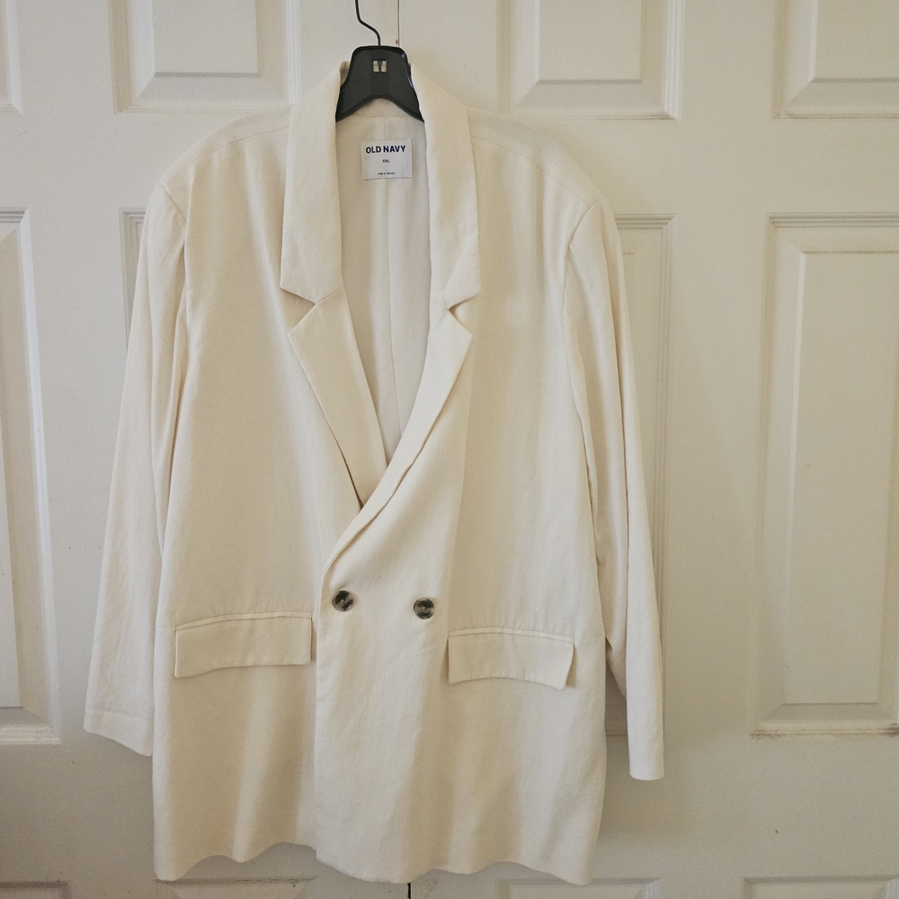 Old Navy Women's Linen Off White Blazer XXL/2X Fully lined.